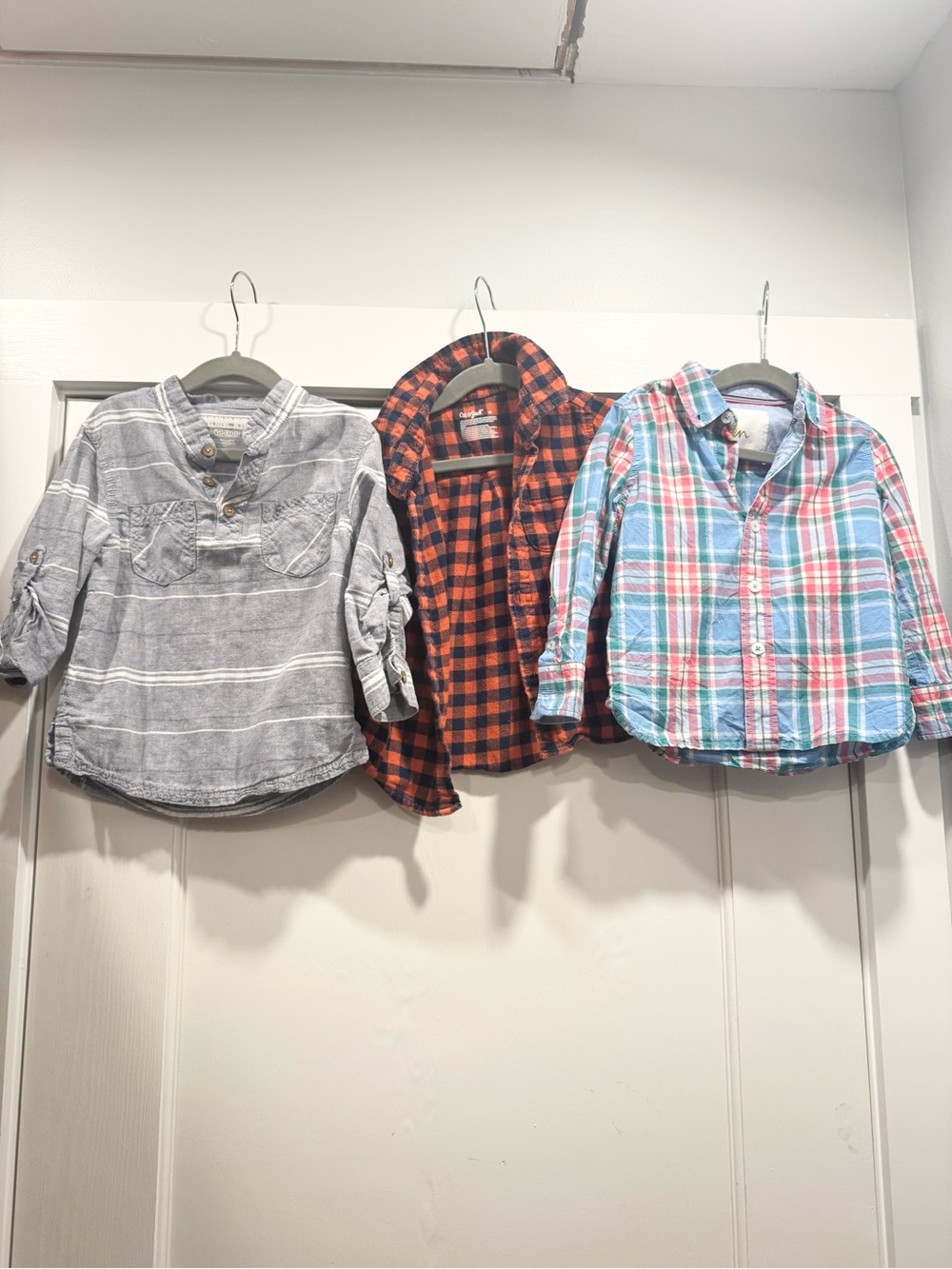 Boden Oshkosh Long Sleeve Button Down Shirt Bundle Lot Boy 3T Plaid Fall Preppy